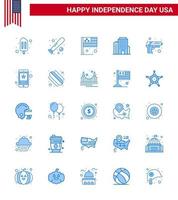 impostato di 25 Stati Uniti d'America giorno icone americano simboli indipendenza giorno segni per esercito pistola giorno americano edificio modificabile Stati Uniti d'America giorno vettore design elementi