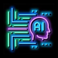 artificiale intelligenza neon splendore icona illustrazione vettore