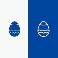 Pasqua uovo primavera linea e glifo solido icona blu bandiera linea e glifo solido icona blu bandiera vettore