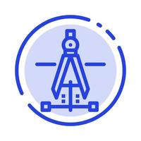 bussola disegno formazione scolastica ingegneria blu tratteggiata linea linea icona vettore