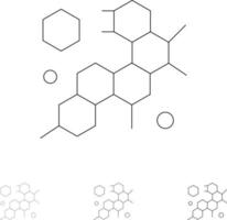 cellula molecola scienza grassetto e magro nero linea icona impostato vettore