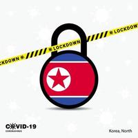 Corea nord serratura giù serratura coronavirus pandemia consapevolezza modello covid19 serratura giù design vettore