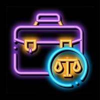 valigia legge e giudizio neon splendore icona illustrazione vettore