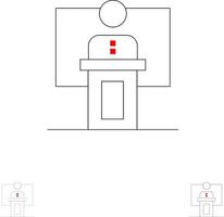 discorso attività commerciale conferenza evento presentazione camera altoparlante grassetto e magro nero linea icona impostato vettore