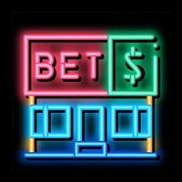 scommesse ufficio gioco d'azzardo neon splendore icona illustrazione vettore