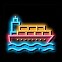 nave postale mezzi di trasporto azienda neon splendore icona illustrazione vettore