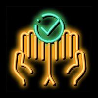 mani dita palme su approvato marchio neon splendore icona illustrazione vettore
