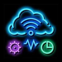 nube calcolo e macchina apprendimento neon splendore icona illustrazione vettore