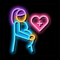 incinta donna neon splendore icona illustrazione vettore