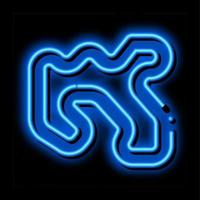 traccia karting neon splendore icona illustrazione vettore