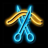 taglio ombelicale cordone neon splendore icona illustrazione vettore