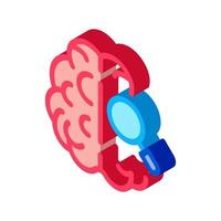 cervello lente d'ingrandimento isometrico icona vettore illustrazione