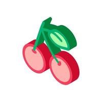 ciliegia frutta foglia isometrico icona vettore illustrazione