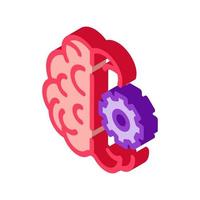 cervello e meccanismo Ingranaggio isometrico icona vettore illustrazione