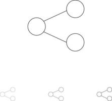 media Condividere sociale condivisione grassetto e magro nero linea icona impostato vettore