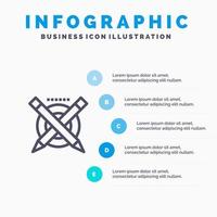 matita formazione scolastica penna linea blu infografica modello 5 passaggi vettore linea icona modello