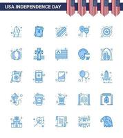 Stati Uniti d'America contento indipendenza pictogram impostato di 25 semplice blues di Stati Uniti d'America polizia hot dog America bandiera giorno modificabile Stati Uniti d'America giorno vettore design elementi