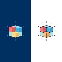 scatola labirinto puzzle soluzione cubo piatto colore icona vettore