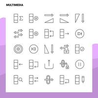 impostato di multimedia linea icona impostato 25 icone vettore minimalismo stile design nero icone impostato lineare pittogramma imballare