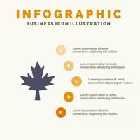 Canada foglia acero solido icona infografica 5 passaggi presentazione sfondo vettore