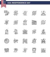 25 creativo Stati Uniti d'America icone moderno indipendenza segni e 4 ° luglio simboli di campeggio cartello cactus stella scudo modificabile Stati Uniti d'America giorno vettore design elementi