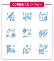 9 blu coronavirus malattia e prevenzione vettore icona che cola allergia chimica virus attacco virale coronavirus 2019 nov malattia vettore design elementi