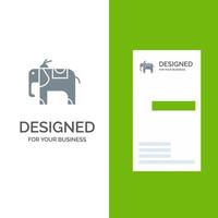 elefante animale grigio logo design e attività commerciale carta modello vettore