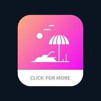 spiaggia palma albero primavera mobile App pulsante androide e ios glifo versione vettore