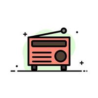Radio fm Audio media attività commerciale piatto linea pieno icona vettore bandiera modello