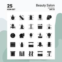 25 bellezza salone icona impostato 100 modificabile eps 10 File attività commerciale logo concetto idee solido glifo icona design vettore