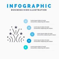 fuoco fuoco d'artificio amore nozze solido icona infografica 5 passaggi presentazione sfondo vettore