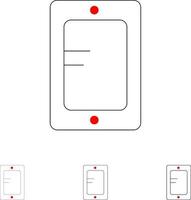 mobile in linea studia scuola grassetto e magro nero linea icona impostato vettore