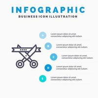 attività commerciale cerimonia moderno apertura linea icona con 5 passaggi presentazione infografica sfondo vettore