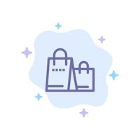 Borsa borsetta shopping negozio blu icona su astratto nube sfondo vettore