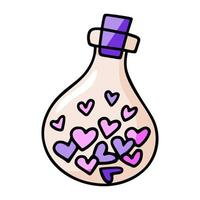 amore pozione vaso vettore illustrazione. mano disegnato borraccia con cuori. San Valentino giorno romantico scarabocchio elemento. passione simbolo.