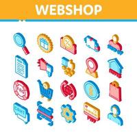 webshop Internet memorizzare isometrico icone impostato vettore