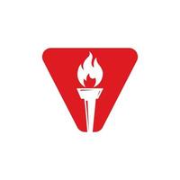 iniziale lettera v fuoco torcia concetto con fuoco e torcia icona vettore simbolo