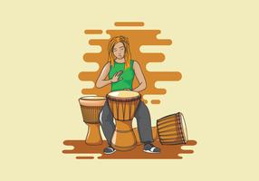 illustrazione di musicista djembe vettore