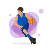 Illustrazione piana di vettore del giocatore di pallacanestro