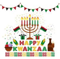 banner per kwanzaa con candele tradizionali vettore