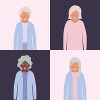 nonne avatar donne anziane disegno vettoriale