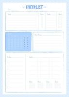 lista di controllo blu design della pagina del pianificatore creativo vettore