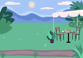 illustrazione vettoriale di colore piatto spot picnic all'aperto