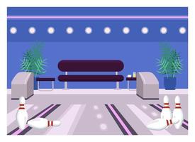 bowling center flat color vector illustration