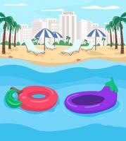 resort estivo e gonfiabili illustrazione vettoriale di colore piatto