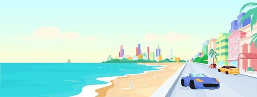 miami beach all'illustrazione di vettore di colore piatto di giorno