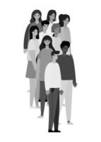 cartoni animati di avatar di donne e uomini in colori grigi disegno vettoriale