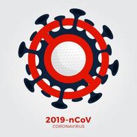 segno di vettore di golf attenzione coronavirus. fermare l'epidemia di 2019-ncov. pericolo di coronavirus e rischio per la salute pubblica malattia e focolaio di influenza. cancellazione di eventi sportivi e concetto di partite