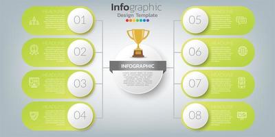 Il vettore e le icone di progettazione infografica possono essere utilizzati per layout del flusso di lavoro, diagramma, report, web design. concetto di business con opzioni, passaggi o processi.