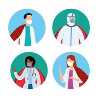 gruppo di avatar di professionisti della salute vettore